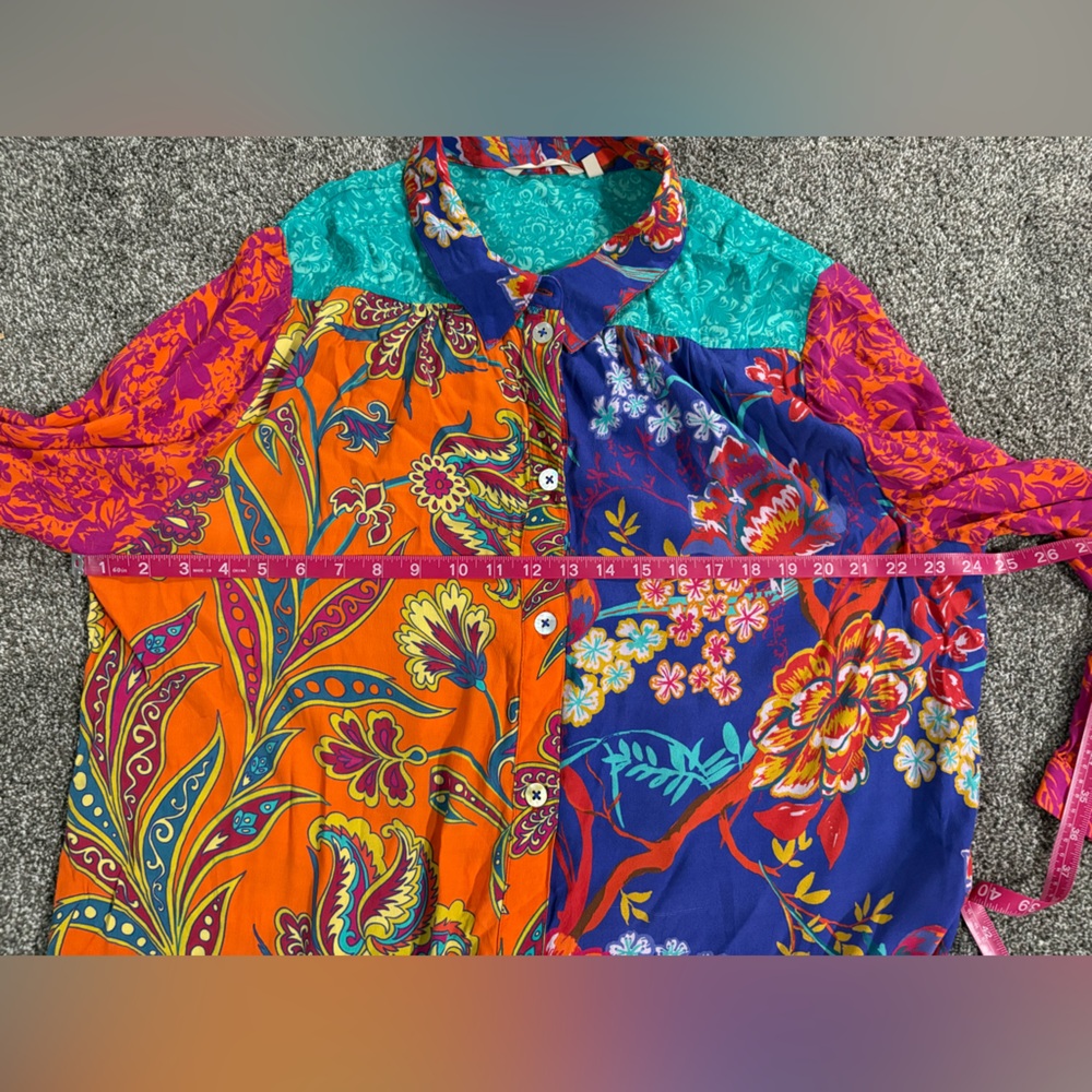 Soft Surroundings hermosa Blouse size 1x embroidered quirky artsy vibrant - Picture 4 of 11